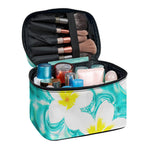 White And Yellow Plumeria In Water Print Travel Makeup Bag