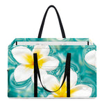 White And Yellow Plumeria In Water Print Utility Tote Bag