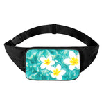White And Yellow Plumeria In Water Print Waist Bag