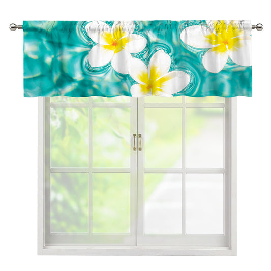 White And Yellow Plumeria In Water Print Window Valance