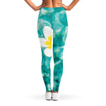 White And Yellow Plumeria In Water Print Women's Leggings