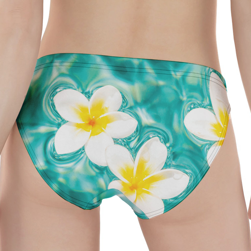 White And Yellow Plumeria In Water Print Women's Panties