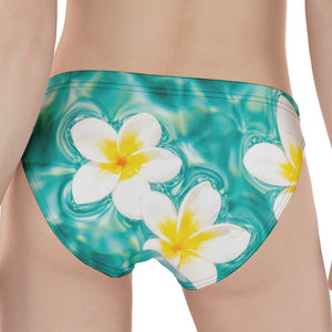 White And Yellow Plumeria In Water Print Women's Panties