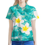 White And Yellow Plumeria In Water Print Women's Polo Shirt