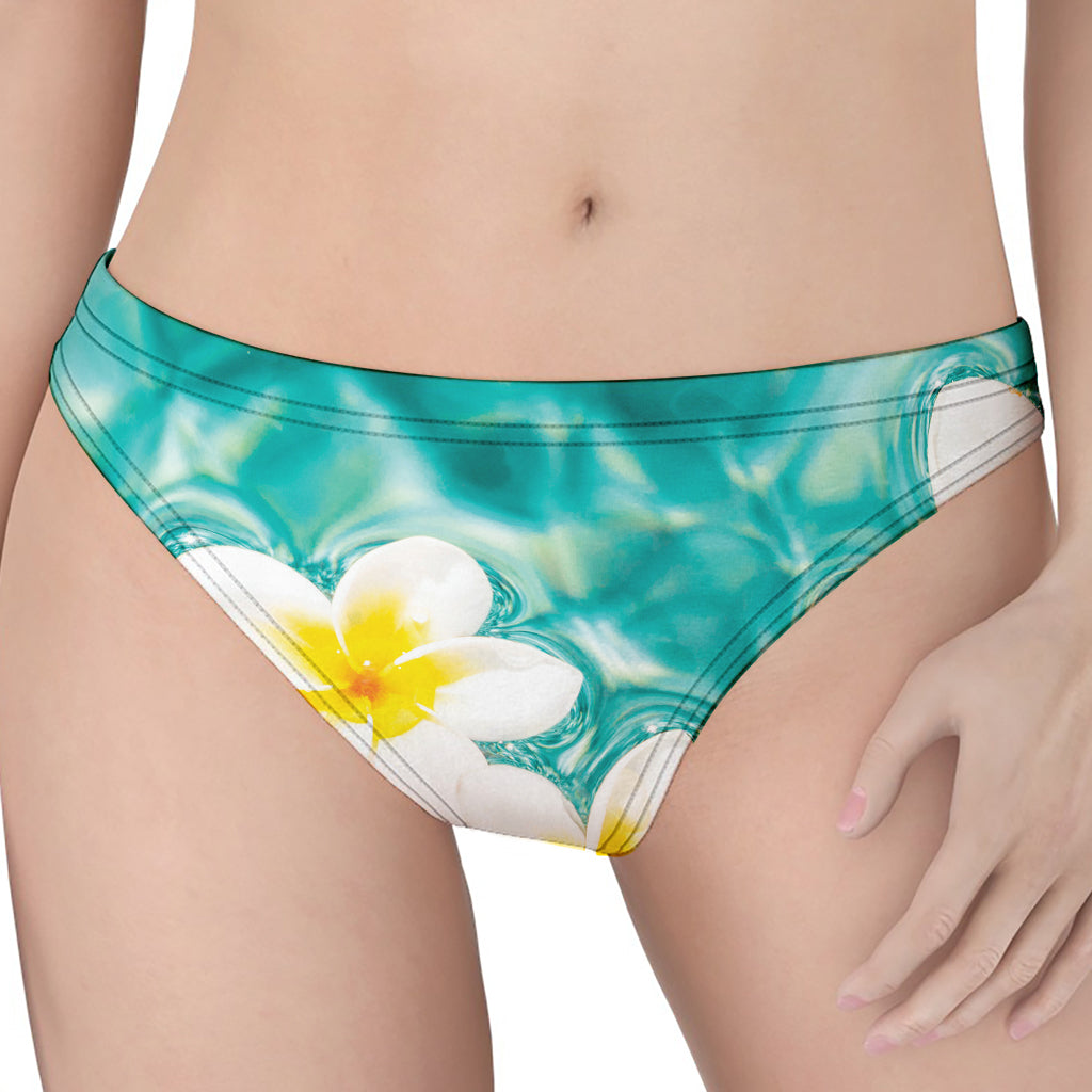 White And Yellow Plumeria In Water Print Women's Thong