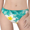 White And Yellow Plumeria In Water Print Women's Thong