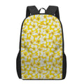 White And Yellow Plumeria Pattern Print 17 Inch Backpack