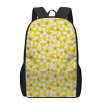 White And Yellow Plumeria Pattern Print 17 Inch Backpack