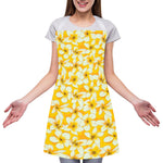 White And Yellow Plumeria Pattern Print Adjustable Apron