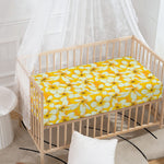 White And Yellow Plumeria Pattern Print Baby Crib Sheet