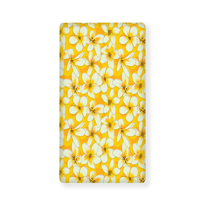 White And Yellow Plumeria Pattern Print Baby Crib Sheet