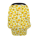 White And Yellow Plumeria Pattern Print Baby Seat Cover