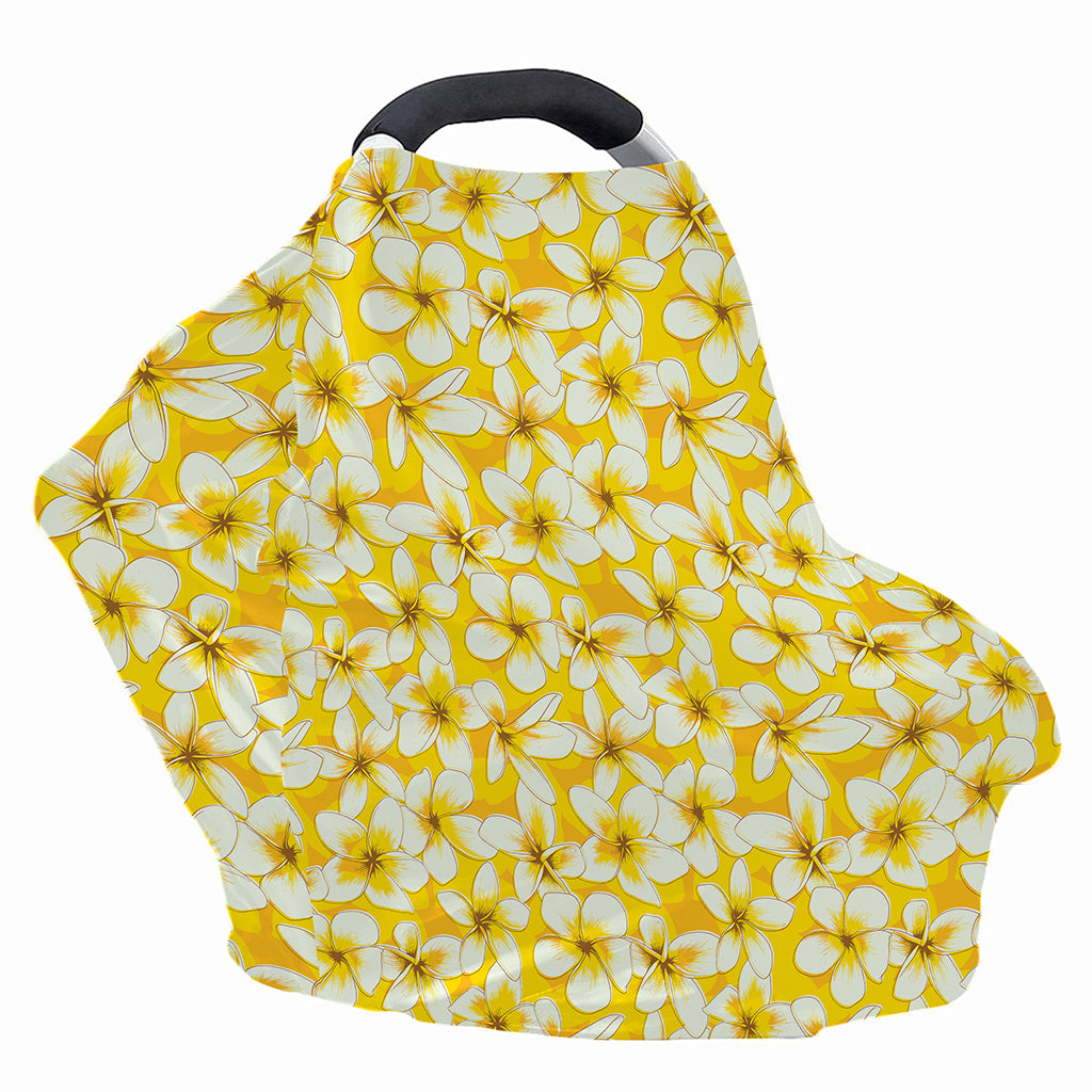 White And Yellow Plumeria Pattern Print Baby Seat Cover