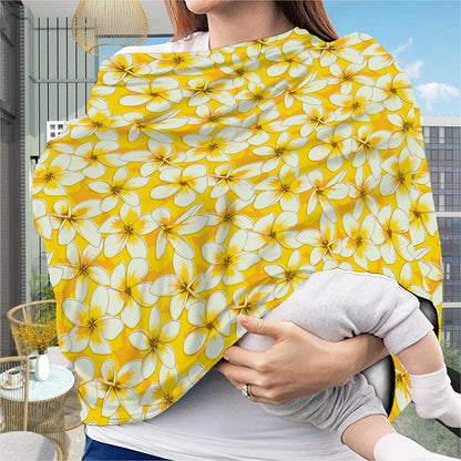 White And Yellow Plumeria Pattern Print Baby Seat Cover
