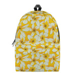 White And Yellow Plumeria Pattern Print Backpack
