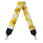 White And Yellow Plumeria Pattern Print Bag Strap