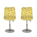White And Yellow Plumeria Pattern Print Bar Stool Covers