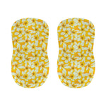 White And Yellow Plumeria Pattern Print Bar Stool Covers