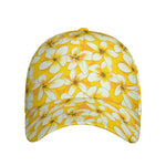 White And Yellow Plumeria Pattern Print Baseball Cap