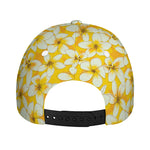 White And Yellow Plumeria Pattern Print Baseball Cap