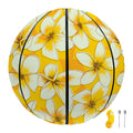 White And Yellow Plumeria Pattern Print Basketball