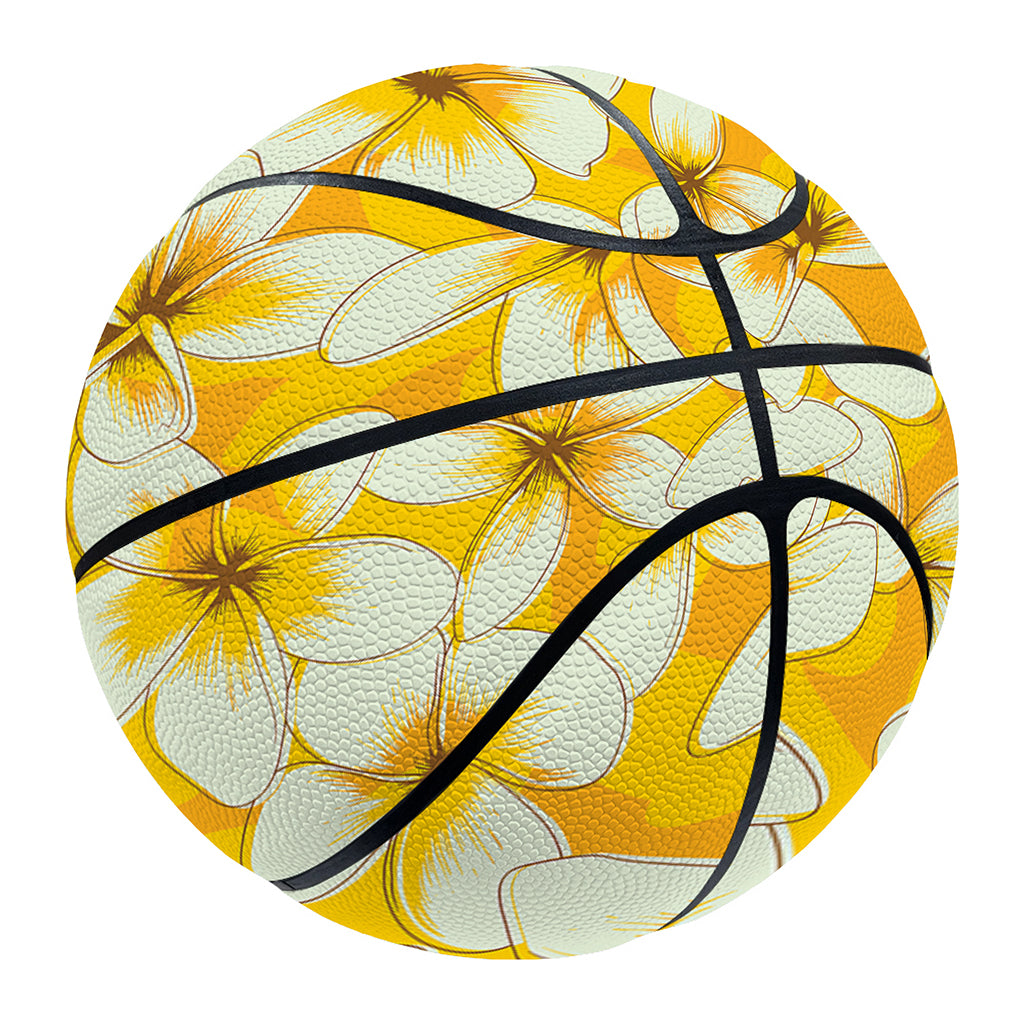 White And Yellow Plumeria Pattern Print Basketball