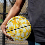 White And Yellow Plumeria Pattern Print Basketball
