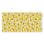 White And Yellow Plumeria Pattern Print Beach Towel
