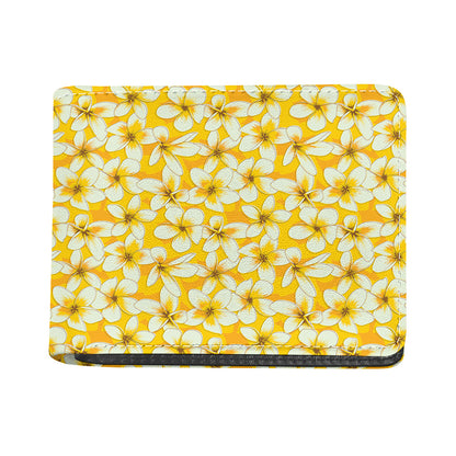 White And Yellow Plumeria Pattern Print Bifold Wallet