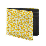 White And Yellow Plumeria Pattern Print Bifold Wallet