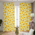 White And Yellow Plumeria Pattern Print Dimout Pencil Pleat Curtains