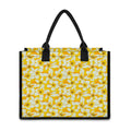 White And Yellow Plumeria Pattern Print Canvas Tote Bag