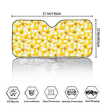 White And Yellow Plumeria Pattern Print Car Windshield Sun Shade
