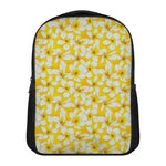 White And Yellow Plumeria Pattern Print Casual Backpack