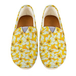 White And Yellow Plumeria Pattern Print Casual Shoes