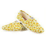 White And Yellow Plumeria Pattern Print Casual Shoes