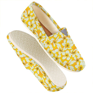 White And Yellow Plumeria Pattern Print Casual Shoes