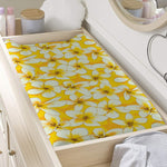 White And Yellow Plumeria Pattern Print Changing Pad Cover