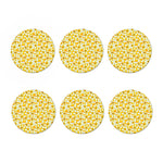 White And Yellow Plumeria Pattern Print Coaster Set
