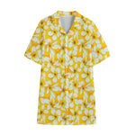 White And Yellow Plumeria Pattern Print Cotton Hawaiian Shirt