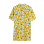 White And Yellow Plumeria Pattern Print Cotton Hawaiian Shirt