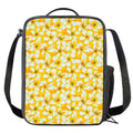 White And Yellow Plumeria Pattern Print Crossbody Lunch Bag
