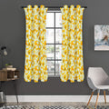 White And Yellow Plumeria Pattern Print Grommet Curtain Panels