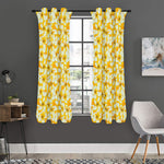 White And Yellow Plumeria Pattern Print Curtain