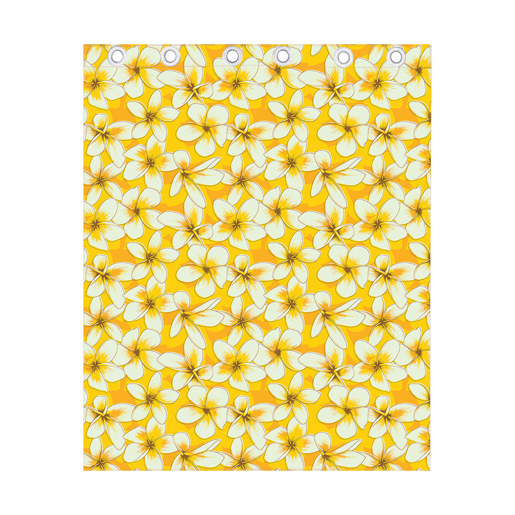 White And Yellow Plumeria Pattern Print Curtain