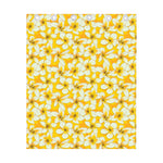 White And Yellow Plumeria Pattern Print Curtain