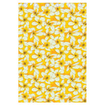 White And Yellow Plumeria Pattern Print Curtain