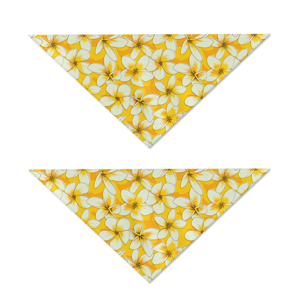 White And Yellow Plumeria Pattern Print Dog Bandana