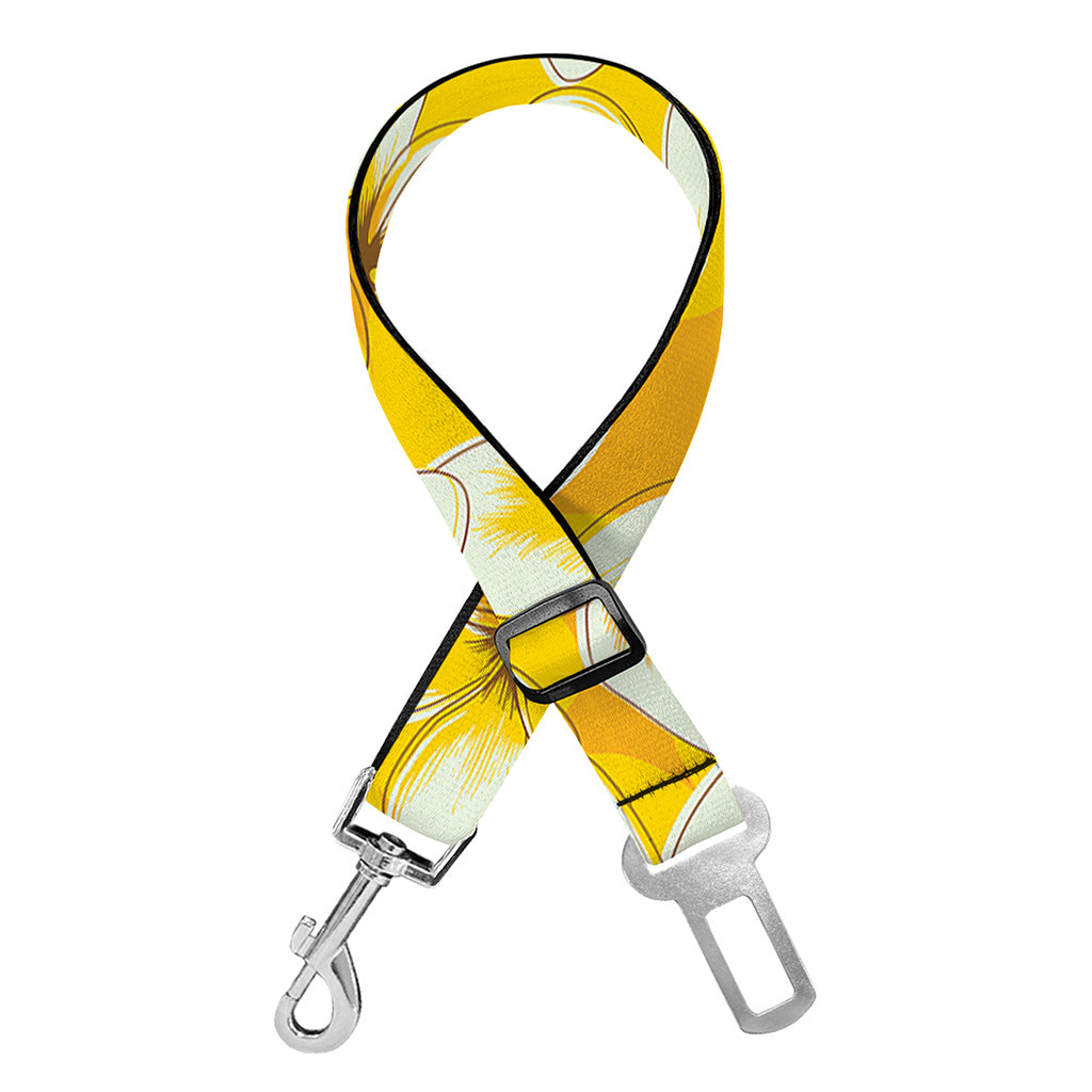 White And Yellow Plumeria Pattern Print Dog Seat Belt