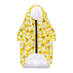 White And Yellow Plumeria Pattern Print Dog Zip Up Hoodie